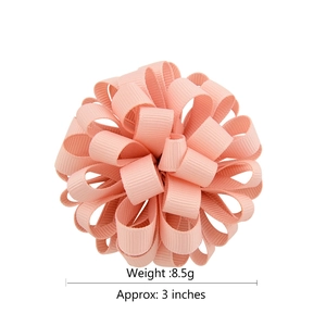 Élastique à cheveux fleur en ruban gros-grain rose clair de 3 pouces pour femmes