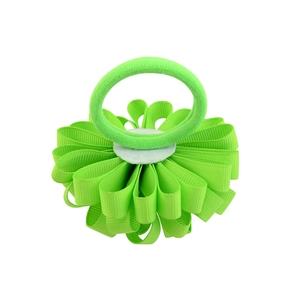 Chouchou fleur vert vif avec élastique éponge sans couture à haute élasticité pour cheveux