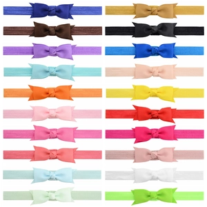 Solid Color Grosgrain Ribbon Bow Baby Headband High Elastic Nylon Hair Band For Toddler Infant Girls Hair Accessories