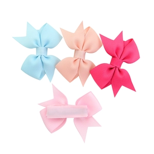 Lot de quatre barrettes à nœuds papillon en ruban gros-grain pour filles avec clips