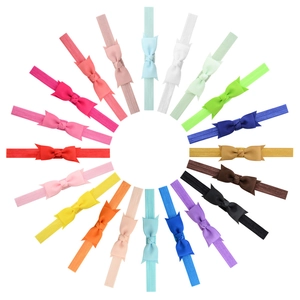 Set of 20 pieces colorful ribbed grosgrain ribbon bow headbands for baby girls and toddlers