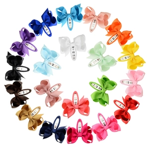 Handmade Grosgrain Ribbon Bow Hair Clip For Kids Women Sweet Solid Color Bowknot Snap Clip Hair Accessory For Daily Party