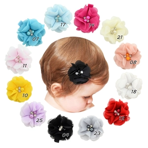 Handmade Chiffon Flower Hair Clips With Artificial Pearl Rhinestone Accents Layered Fabric Floral Barrettes For Kids Girls Baby Toddlers Party Photo Prop