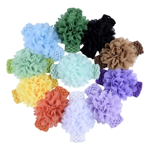 Lot de 11 bandeaux bébé avec fleurs en mousseline colorées et bandes élastiques souples