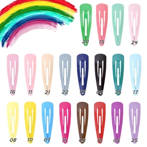 Detailed grid view of 20 colors colorful 5cm metal water drop BB hair clips for children