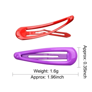 Macaron color water drop metal hair clips in red and purple with size dimensions