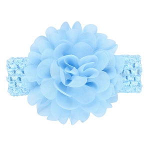 Light blue chiffon flower baby headband with soft elastic crochet band for infants