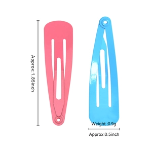 5cm colorful drop-shaped metal hair clips with specific dimensions and weight