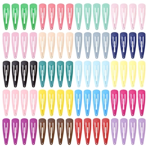 Multicolor Metal Snap Hair Clips Set For Kids 5CM Waterdrop Hairpins Candy Color Spray Paint BB Clips Girls Hair Accessories