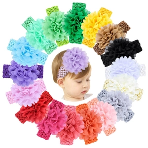 Bandeau de Fleurs en Mousseline Élastique pour Bébé Filles Grand Bandeau Floral Accessoires de Cheveux pour Photographie
