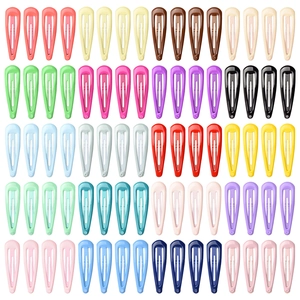 Set of colorful teardrop metal hair clips in macaron and candy colors for children