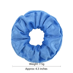 Blue velvet scrunchie 4.3 inch diameter large elastic hair tie weighing 7.5 grams