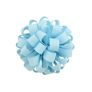 Élastique à cheveux bleu clair avec nœud côtelé bouclé pour enfants sans couture