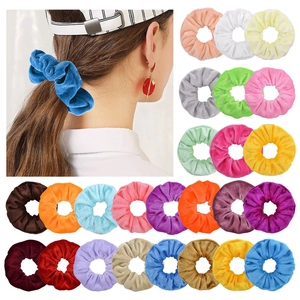 Chouchous en Velours de Couleur Unie Grands Élastiques à Cheveux en Tissu Doux pour Femmes Filles Accessoires de Coiffure Mode