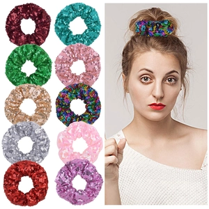 Shiny Sequin Scrunchies Glitter Hair Ties Fish Scale Pattern Elastic Hair Bands Party Hair Accessories For Women Girls