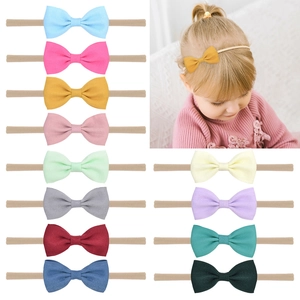 Bandeau Nœud pour Bébé en Nylon Élastique Souple Tissu Nervuré Bandeau Cheveux Enfant Accessoires Cheveux pour Filles
