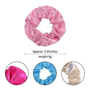 Chouchou rose métallisé brillant avec diamètre de 3,9 pouces et texture laser fine