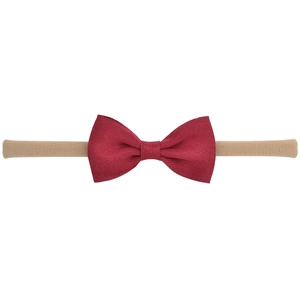 Bandeau en nylon souple avec nœud bordeaux de 6,1 pouces pour bébés, fond blanc immaculé