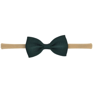 Bandeau bébé avec nœud vert foncé et ruban en nylon élastique doux pour nouveau-nés