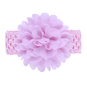 Baby chiffon flower headband with purple lace elastic strap for toddlers and infants