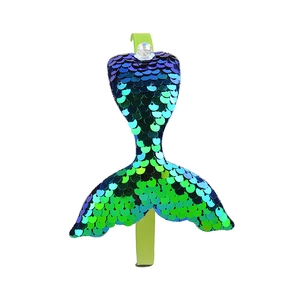 Serre-tête queue de sirène à paillettes pour filles avec dégradé bleu et vert brillant