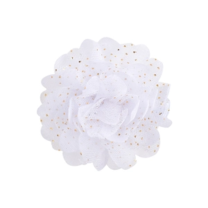 Barrette élégante de 2,4 pouces avec fleur en mousseline blanche et paillettes d'or