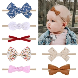 Handmade Baby Headbands Nylon Elastic Bow Flower Infant Hair Bands Soft Headwear Set For Newborn Toddler Girls Accessories