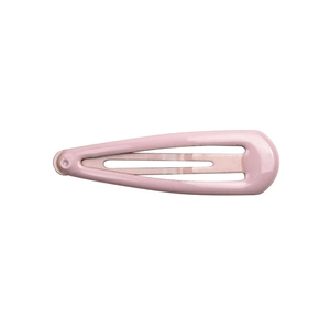 Classic pink drop-shaped metal hair clip with glossy macaron lacquer finish for girls