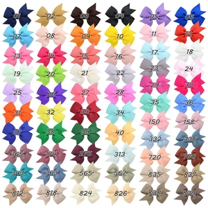 Bulk set of colorful grosgrain ribbon hair bows for girls in over sixty various vibrant shades