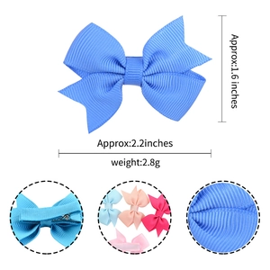 Light blue grosgrain ribbon bow hair clip for children, size 2.2x1.6 inches with metal clip