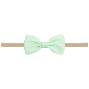 Mint green bow nylon headband for baby, seamless high elastic soft fabric hair band