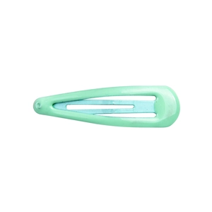 Classic mint green teardrop metal hair clip with macaron finish on white background