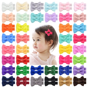 Pinzas para el Cabello con Lazo de Cinta de Grosgrain de Poliéster Hechas a Mano para Niñas Pequeñas Horquillas Color Sólido