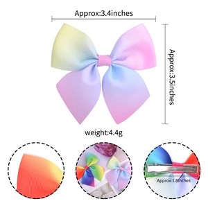 Nœud à cheveux arc-en-ciel en ruban gros-grain pour filles avec dimensions précises