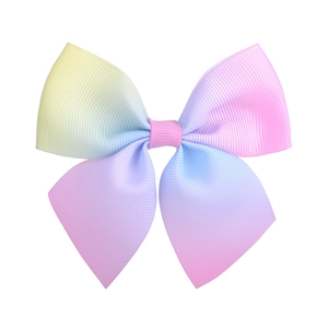 Barrette à cheveux pour enfants avec nœud en ruban gros-grain dégradé arc-en-ciel coloré