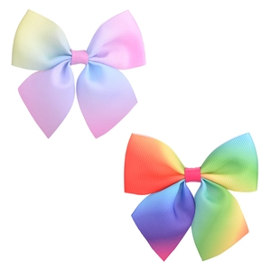 Barrettes à cheveux avec nœuds arc-en-ciel dégradés aux tons vifs et macaron