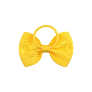 Bright yellow grosgrain ribbon bow hair tie with high elastic band for girls