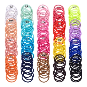 Detailed color chart of 20 varieties of elastic hair ties with numerical sku labels