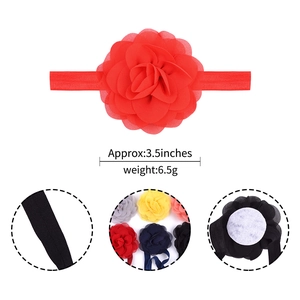 Elastic baby headband with a 3.5 inch red chiffon flower for newborns and toddlers