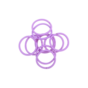 Macro detail of seamless purple high elasticity hair ties with ribbed woven texture