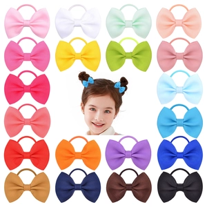 40 Colors Grosgrain Ribbon Bow Hair Ties For Kids Girls Solid Elastic Scrunchies Handmade Bowknot Hair Accessories Hairband Gift