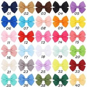 Detailed catalog of 30 colorful grosgrain ribbon hair bows for girls with SKU numbers