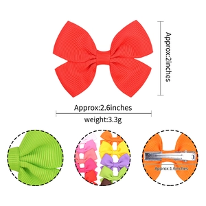 2.6 inch grosgrain ribbon hair bow with metal alligator clip for girls in red color