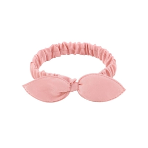 Pink rabbit ear knot headband with soft elastic pleated fabric for yoga and hair styling