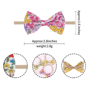 Bandeau élastique à fleurs avec nœud pour enfants, motifs rose et jaune, 2,8x1,6 pouces