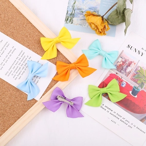 Set di 6 fermagli per capelli con fiocco in nastro grosgrain in vari colori pastello
