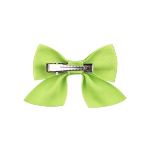 Graziosa clip per capelli a fiocco in raso verde lime per bambine con base in metallo