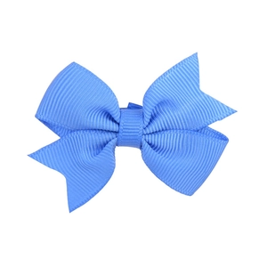 Detailed view of light blue grosgrain ribbon bow with high-quality textured fabric weaving