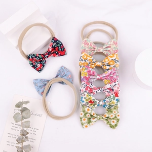 Lot de 8 bandeaux bébé à fleurs vintage avec nœuds sur bandes élastiques en nylon