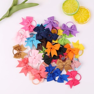 Élastiques à cheveux avec nœuds en ruban gros-grain pour filles en couleurs vives
